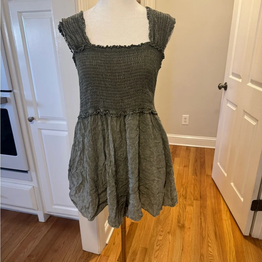 Green Smocked Romper - Picture 1 of 5